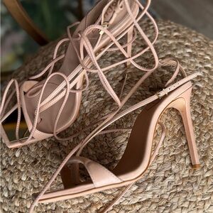 High sexy sandals Elegant Tan Strappy Heels
